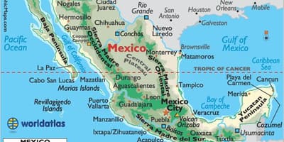 Mèxic mapa de les muntanyes