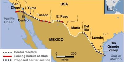 Mapa de la frontera mexicana