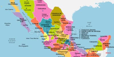 Mèxic mapa amb els estats i capitals