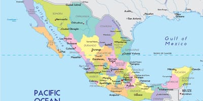 Mapa de Mèxic amb estats i ciutats
