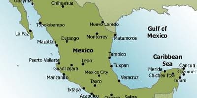 Platges a Mèxic mapa