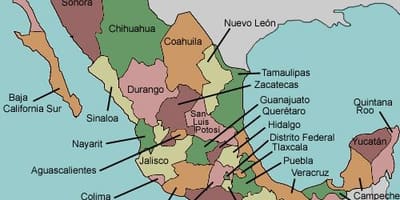 Mapa dels estats de Mèxic