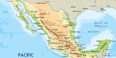 Mapa físic de Mèxic