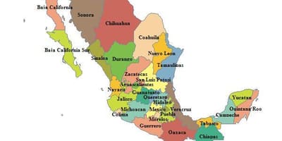Mapa de Mèxic províncies